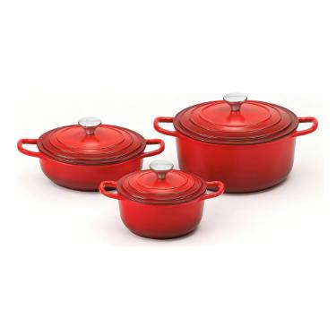 Jogo de ca�arolas antiaderente com indu��o Amalfi Rosso 3 pe�as vermelha