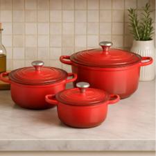 Jogo de ca�arolas antiaderente com indu��o Amalfi Rosso 3 pe�as vermelha