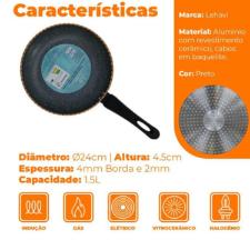 Frigideira antiaderente Nanocer�mica  Lehav� 24 cm Granito Preta