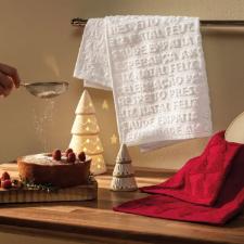 Jogo 2 panos de copa Palavras Karsten branco 46cmx65cm