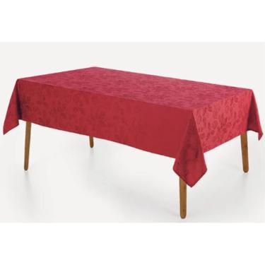 Toalha de mesa Azevinho Karsten retangular 8 Lugares Vermelho
