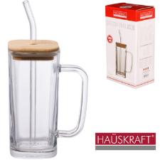 Copo de Vidro com Al�a, Canudo e Tampa de Bambu, Hauskrarft 290ml
