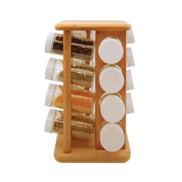 ORGANIZADOR DE TEMPEROS GIRATORIO KEEP BAMBU 17 PECAS