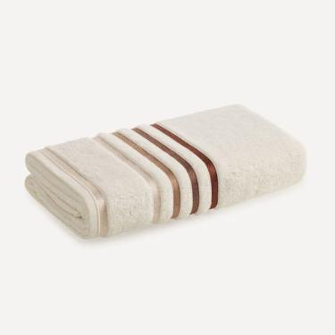 Toalha de Banho Fio Penteado Lumina Karsten 70cm x 140cm  Ivory/Ferrugem