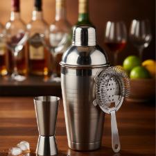 Conjunto Coqueteleira, Coador e Dosador em inox Hauskraft Fosco 500ml 3p�s