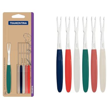 CONJUNTO 6 GARFO PARA PETISCOS TRAMONTINA IPANEMA COLORIDOS