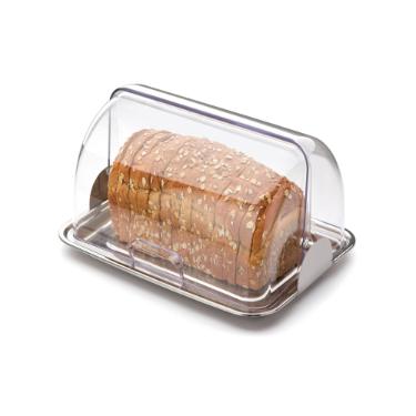 Porta-p�o em inox e acr�lico Forma Vision 29x21x13cm.