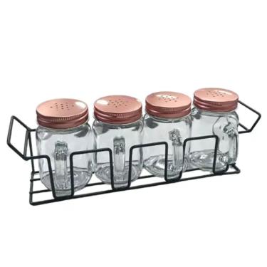 Porta Condimentos 5PCS Lehav� Com Suporte Aramado 120ml