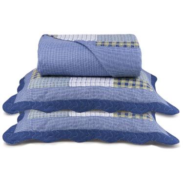 KIT COLCHA CASAL 3 PE�AS PATCHWORK MICROFIBRA LIAN 220X250CM