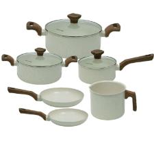 Jogo De Panela 6 P�s Cer�mica Antiaderente Fundo Triplo Fog�o Indu��o Mimo Style Pratic Cook Marmol.